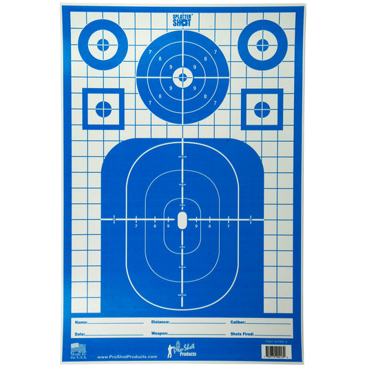 Pro-Shot Splatter 12x18 Blue Tactical Silhouette Target 8 Pack TACTPREC-BLUE-8PK - California Shooting Supplies