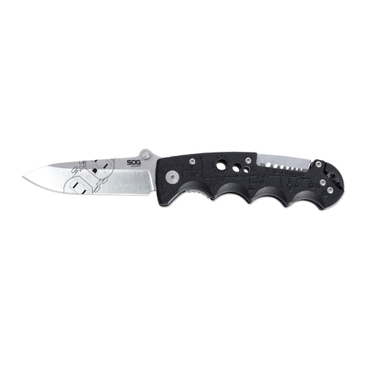 SOG Kilowatt 3.4" Folding Knife Straight Edge Black Includes Sheath SOG-EL01-CP - California Shooting Supplies